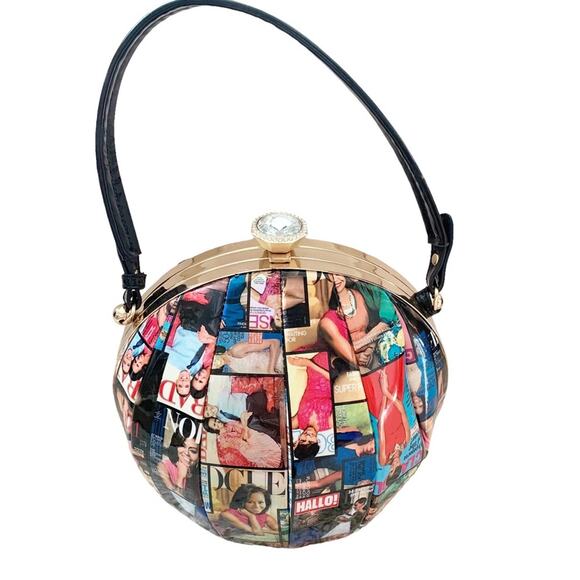Unbranded Handbags - Michelle Obama Patchwork Magazine Cover Collage Patent Handbag